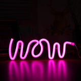 Maxbell LED Neon Sign Lights Bedside Night Light Lamp Wall Decor Pink Line