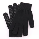 Maxbell Winter Cycling Gloves Thermal Screen Gloves Anti-Slip Grip Knit black