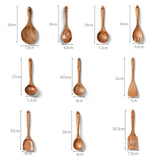 Maxbell Wooden Kitchen Utensils Set Non Stick Teak Wood Durable for Home Accessories 10pcs