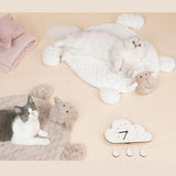 Maxbell Cat Bed Washable Entry Pad Faux Fur Cozy Sheep Shaped Pet Mat for Floor Milk Tea Color