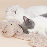 Maxbell Cat Bed Washable Entry Pad Faux Fur Cozy Sheep Shaped Pet Mat for Floor Milk Tea Color