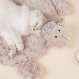 Maxbell Cat Bed Washable Entry Pad Faux Fur Cozy Sheep Shaped Pet Mat for Floor Milk Tea Color
