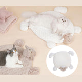 Maxbell Cat Bed Washable Entry Pad Faux Fur Cozy Sheep Shaped Pet Mat for Floor Milk Tea Color