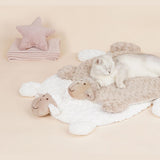 Maxbell Cat Bed Washable Entry Pad Faux Fur Cozy Sheep Shaped Pet Mat for Floor Milk Tea Color