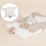 Maxbell Cat Bed Washable Entry Pad Faux Fur Cozy Sheep Shaped Pet Mat for Floor Milk Tea Color
