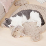 Maxbell Cat Bed Washable Entry Pad Faux Fur Cozy Sheep Shaped Pet Mat for Floor Milk Tea Color