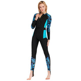 Maxbell Full Body Wetsuit One Piece Sun Protection Women Swimming Blue print XL