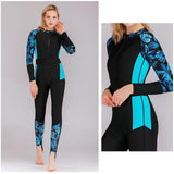 Maxbell Full Body Wetsuit One Piece Sun Protection Women Swimming Blue print XL