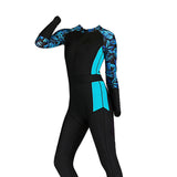 Maxbell Full Body Wetsuit One Piece Sun Protection Women Swimming Blue print XL