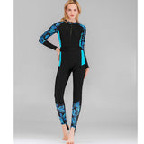 Maxbell Full Body Wetsuit One Piece Sun Protection Women Swimming Blue print XL