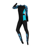 Maxbell Full Body Wetsuit One Piece Sun Protection Women Swimming Blue print XL