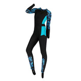 Maxbell Full Body Wetsuit One Piece Sun Protection Women Swimming Blue print XL