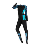 Maxbell Full Body Wetsuit One Piece Sun Protection Women Swimming Blue print XL