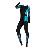 Maxbell Full Body Wetsuit One Piece Sun Protection Women Swimming Blue print XL