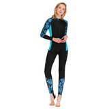 Maxbell Full Body Wetsuit One Piece Sun Protection Women Swimming Blue print XL