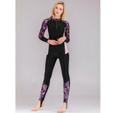 Maxbell Full Body Wetsuit One Piece Sun Protection Women Swimming Purple print M