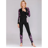 Maxbell Full Body Wetsuit One Piece Sun Protection Women Swimming Purple print M