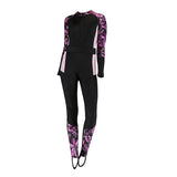 Maxbell Full Body Wetsuit One Piece Sun Protection Women Swimming Purple print M