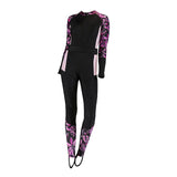 Maxbell Full Body Wetsuit One Piece Sun Protection Women Swimming Purple print M