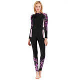 Maxbell Full Body Wetsuit One Piece Sun Protection Women Swimming Purple print M