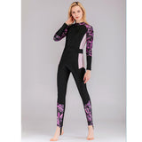 Maxbell Full Body Wetsuit One Piece Sun Protection Women Swimming Purple print M