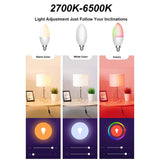 Maxbell WiFi Smart Candle Light LED Rgbcw 300LM for Tuya App Control 12mm Spiral head