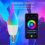 Maxbell WiFi Smart Candle Light LED Rgbcw 300LM for Tuya App Control 12mm Spiral head