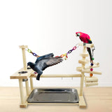 Maxbell Wooden Parrot Playstand Perch Gym with Feeder Cups Toys W/Tray Cockatiel