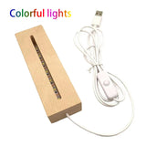 Maxbell Wooden Led Lamp Base USB Night Light 3D Led Night Lamp Base for Crystals 300mm Colorful