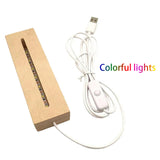 Maxbell Wooden Led Lamp Base USB Night Light 3D Led Night Lamp Base for Crystals 300mm Colorful