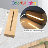 Maxbell Wooden Led Lamp Base USB Night Light 3D Led Night Lamp Base for Crystals 300mm Colorful