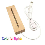 Maxbell Wooden Led Lamp Base USB Night Light 3D Led Night Lamp Base for Crystals 300mm Colorful