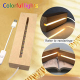 Maxbell Wooden Led Lamp Base USB Night Light 3D Night Lamp Base for Crystal Art 180mm Colorful