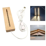 Maxbell Wooden Led Lamp Base USB Night Light 3D Night Lamp Base for Crystal Art 200mm White