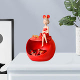 Maxbell Resin Girl Storage Statue Tray Big Mouth for Kitchen Living Room Xmas Red