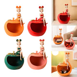 Maxbell Resin Girl Storage Statue Tray Big Mouth for Kitchen Living Room Xmas Orange