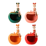 Maxbell Resin Girl Storage Statue Tray Big Mouth for Kitchen Living Room Xmas Orange