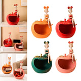 Maxbell Resin Girl Storage Statue Tray Big Mouth for Kitchen Living Room Xmas Orange