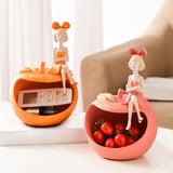 Maxbell Resin Girl Storage Statue Tray Big Mouth for Kitchen Living Room Xmas Orange