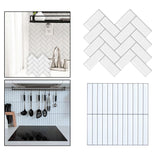 Maxbell Peel and Stick Oil-Proof Casual Collage for Bathroom Backsplash Shower Herringbone