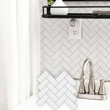 Maxbell Peel and Stick Oil-Proof Casual Collage for Bathroom Backsplash Shower Herringbone