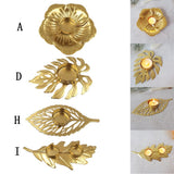 Maxbell Iron Leaf Model Candle Holder Candlestick Plate Statue for Desktop Wedding A