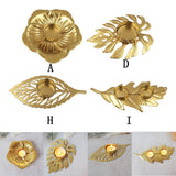 Maxbell Iron Leaf Model Candle Holder Candlestick Plate Statue for Desktop Wedding A