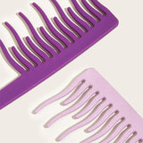 Maxbell Wide Tooth Comb with Hook Hanging Wind Comb for Salon Curly Hair Detangling Light Purple