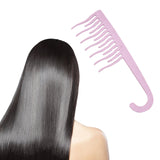 Maxbell Wide Tooth Comb with Hook Hanging Wind Comb for Salon Curly Hair Detangling Light Purple