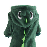 Maxbell Dog Clothes Dinosaur Jumpsuits Fleece Hoodie Pajamas Jacket Cute Fancy Dress Dark Green XL