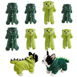 Maxbell Dog Clothes Dinosaur Jumpsuits Fleece Hoodie Pajamas Jacket Cute Fancy Dress Dark Green XL