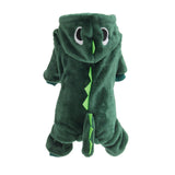 Maxbell Dog Clothes Dinosaur Jumpsuits Fleece Hoodie Pajamas Jacket Cute Fancy Dress Dark Green XL