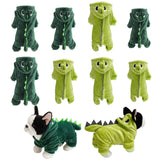 Maxbell Dog Clothes Dinosaur Jumpsuits Fleece Hoodie Pajamas Jacket Cute Fancy Dress Dark Green XL