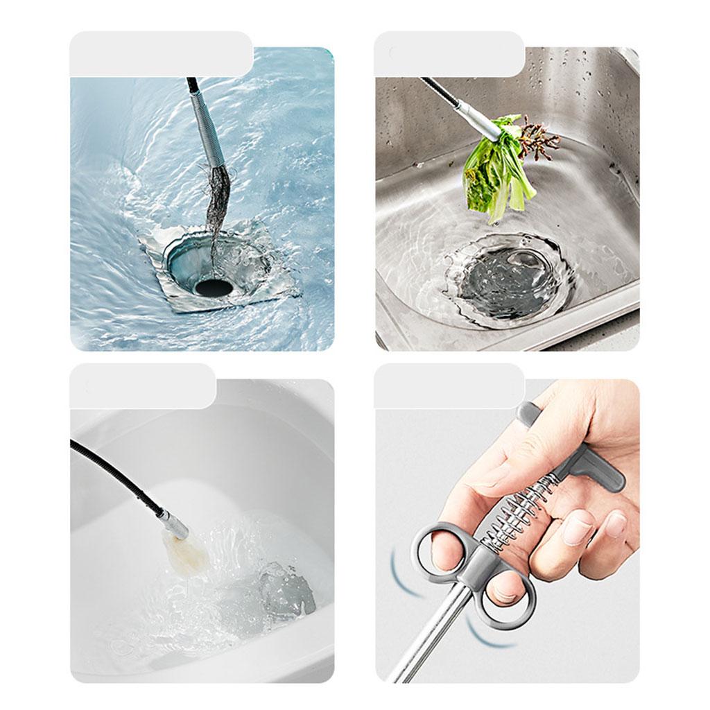 Maxbell Household Drain Cleaner Drain Pipe Cleaner for Shower Drain Pipeline Sewer White 300cm